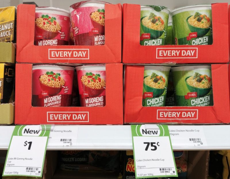 Coles 70g Noodle Cup Migoreng, Chicken Flavoured