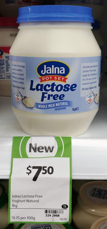 Jalna 1kg Pot Set Yoghurt Lactose Free Whole Milk Natural