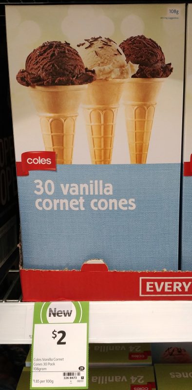 Coles 108g Cornet Cones Vanilla