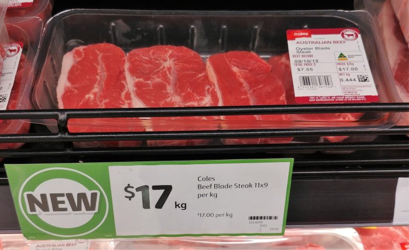 Coles $17 Kg Oyster Blade Steak