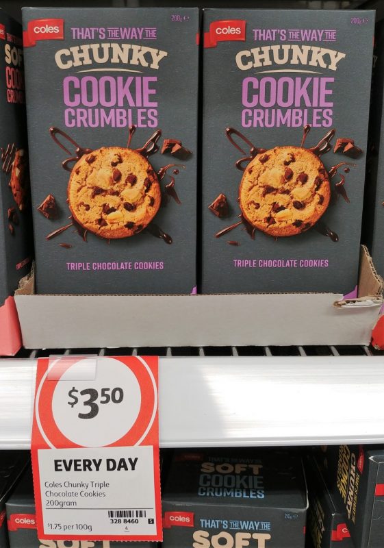 Coles 200g That's The Way The Chunky Cookie Crumbles Cookies Triple Chocolate