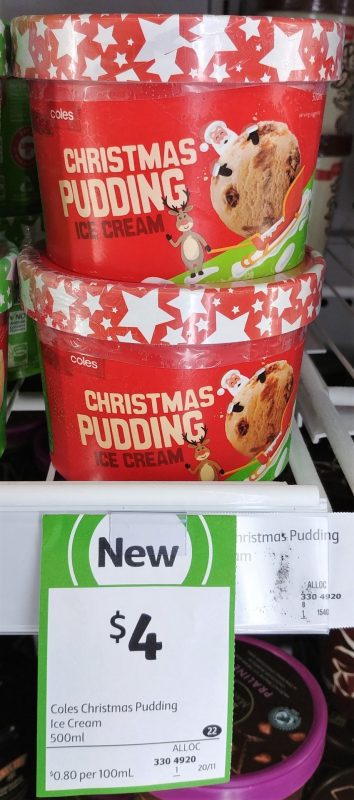 Coles 500mL Ice Cream Christmas Pudding