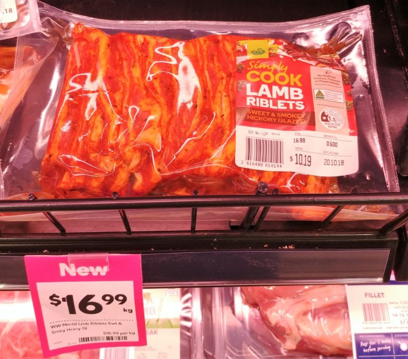 Woolworths $16.99 Kg Simply Cook Lamb Riblets Sweet & Smokey Hickory Glazed