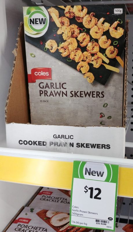 Coles 500g Skewers Garlic Prawn