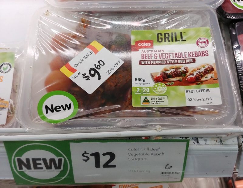 Coles 560g Grill Kebabs Beef & Vegetable With Memphis Style BBQ Rub