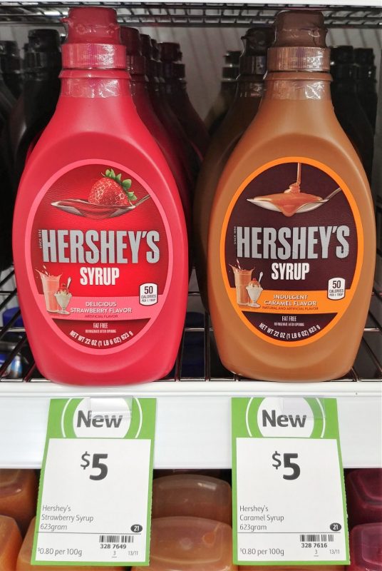 Hershey's 623g Syrup Strawberry Flavour, Caramel Flavour