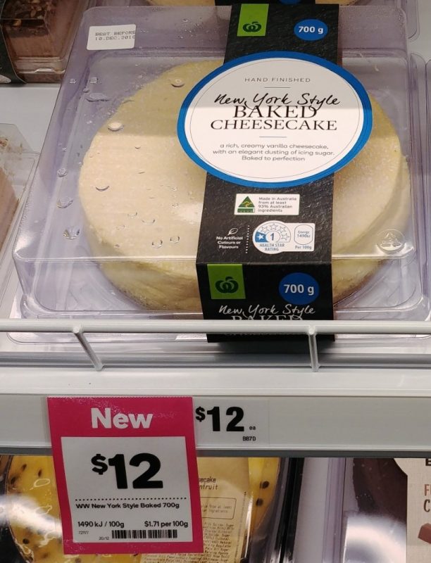 Woolworths 700g Cheesecake Baked New York Style