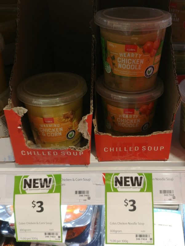 Coles 300g Soup Warming Chicken & Corn, Hearty Chicken Noodle