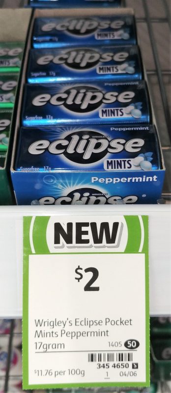 Wrigley's 17g Eclipse Mints Peppermint
