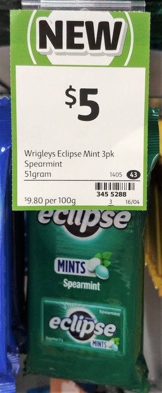 Wrigley's 3 Pack Eclipse Mints Spearmint