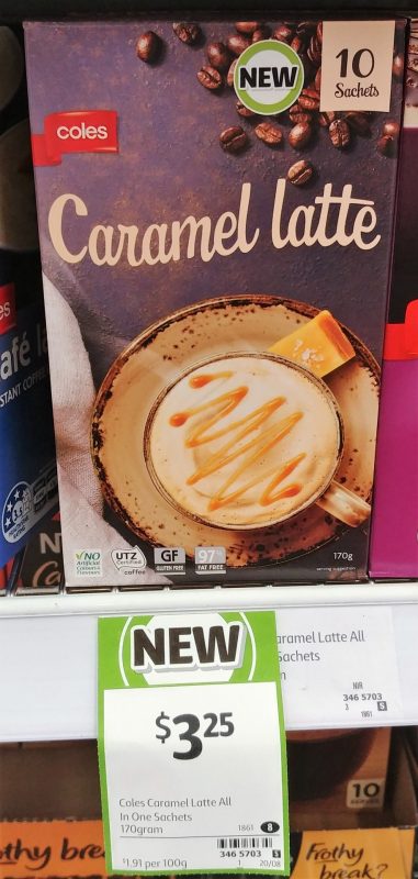 Coles 170g Sachets Latte Caramel