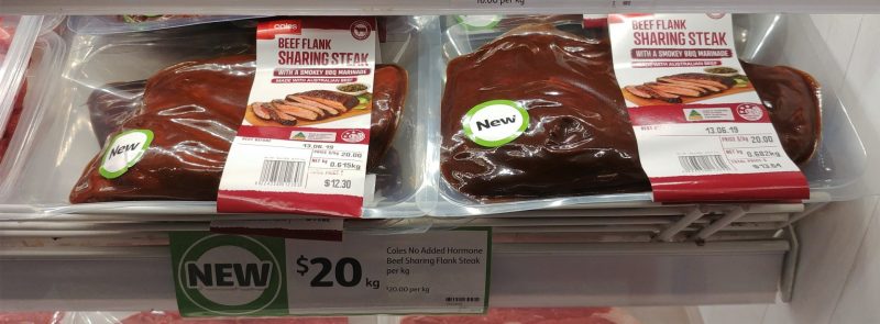 Coles $20 Kg Steak Beef Flank Sharing