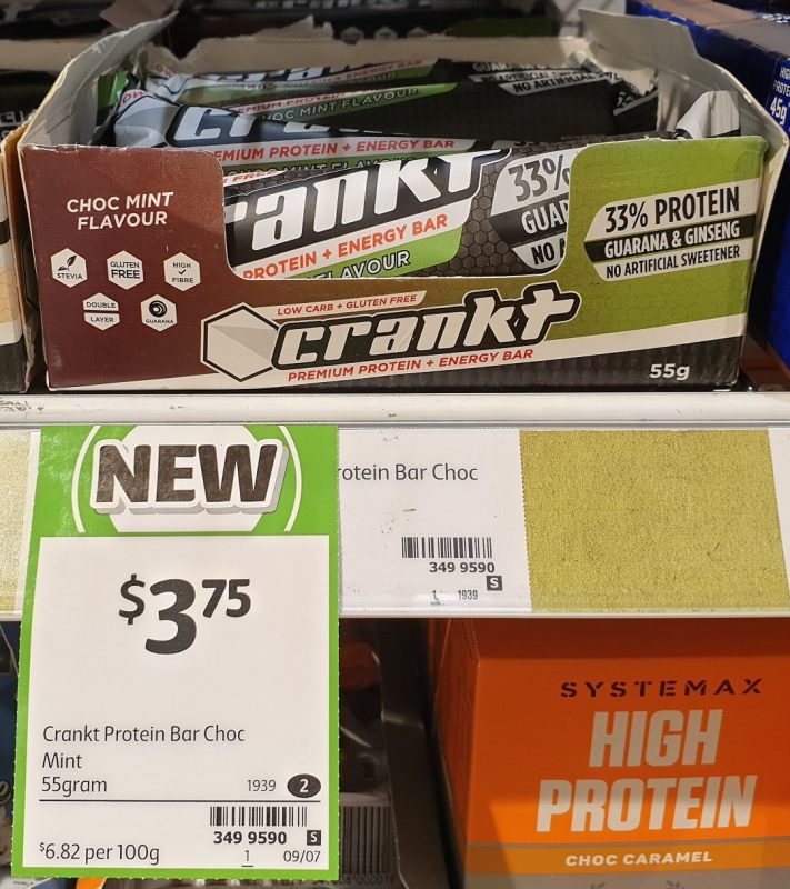 Crankt 55g Energy Bar Flavour Choc Mint