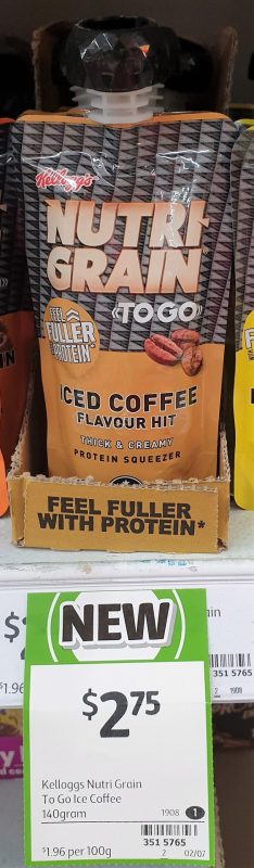 Kellogg's 140g Nutri Grain To Go Iced Coffee Flavour Hit
