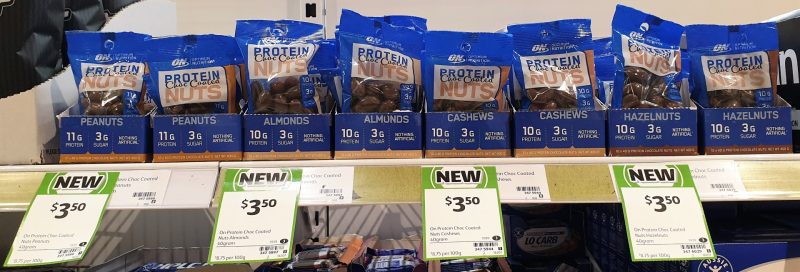 Optimum Nutrition 40g Protein Choc Coated Peanuts, Almonds, Cashews, Hazelnuts