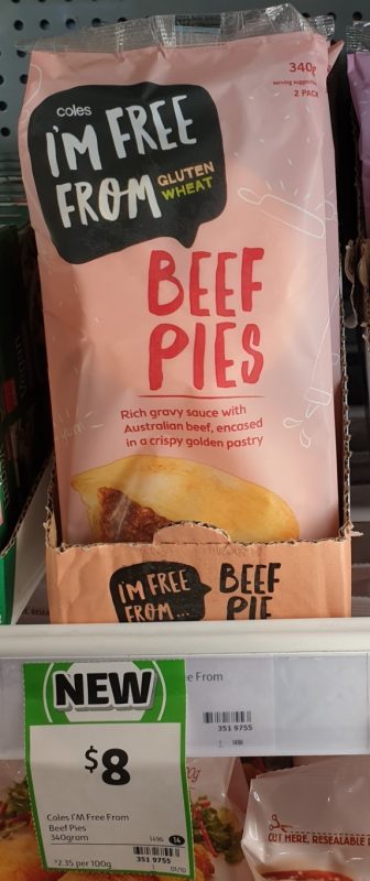 Coles 340g I'm Free From Pies Beef