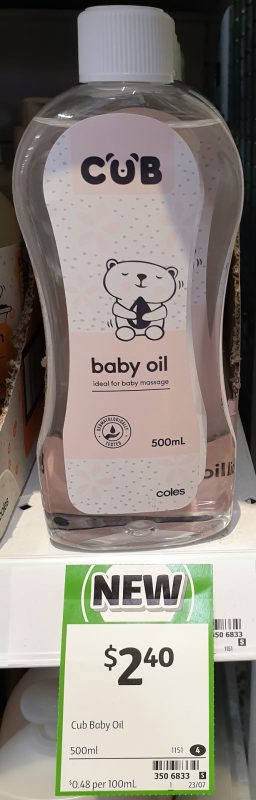 Coles 500mL Cub Baby Oil
