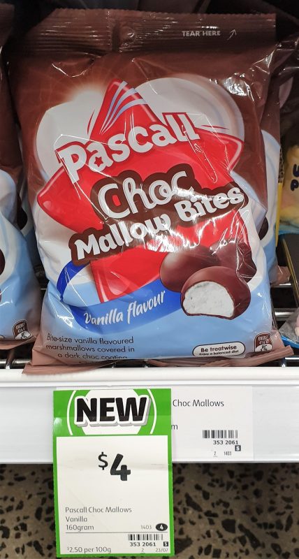 Pascall 160g Choc Mallow Bites Vanilla Flavour
