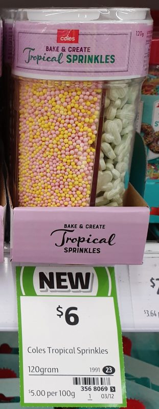 Coles 120g Bake & Create Sprinkles Tropical