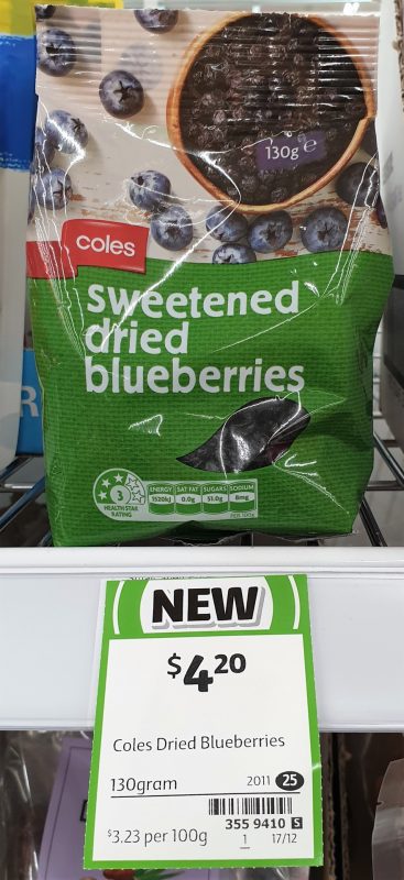 Coles 130g Blueberries Sweetened Dried