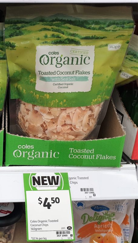Coles 140g Organic Toasted Coconut Flakes With Sea Salt
