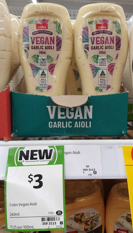 Coles 240mL Garlic Aioli Vegan