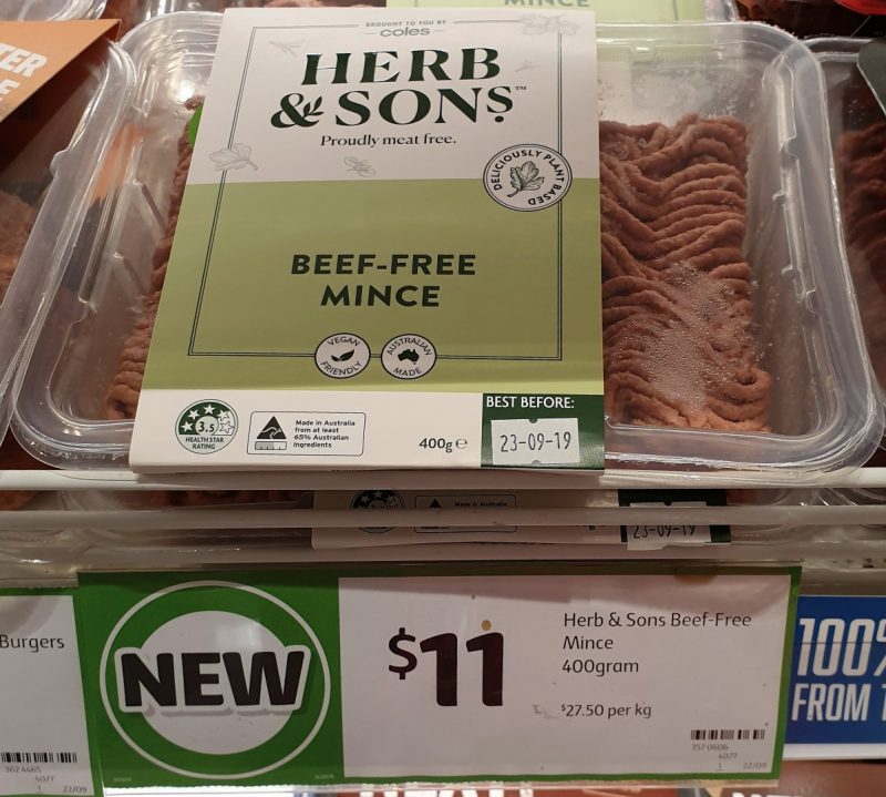 Coles 400g Herb & Sons Beef Free Mince