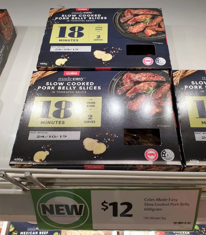 Coles 400g Made Easy Pork Belly Slices Slow Cooked