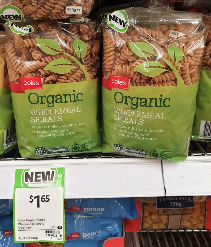 Coles 500g Pasta Spirals Wholemeal