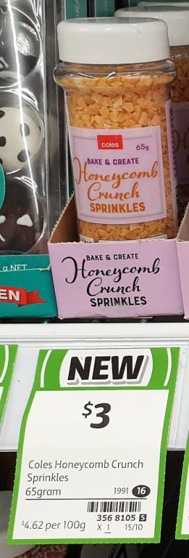 Coles 65g Bake & Create Sprinkles Honeycomb Crunch