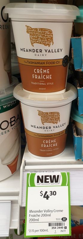 Meander Vallery Dairy 200mL Creme Fraiche Traditional Style