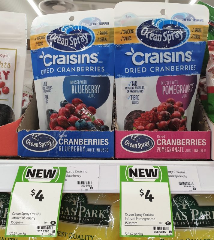 Ocean Spray 150g Craisins Infused With Juice Blueberry, Pomegranate