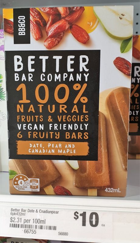 Better Bar Company 432mL Fruity Bars Date, Pear And Canadian Maple