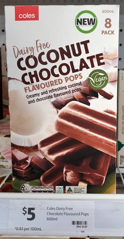 Coles 600g Flavoured Pops Dairy Free Coconut Chocolate