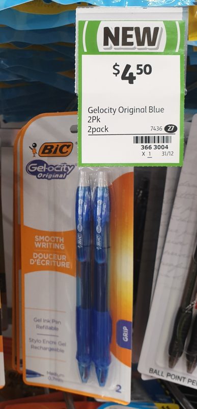 BIC 2 Pack Gelocity Original Blue Pen