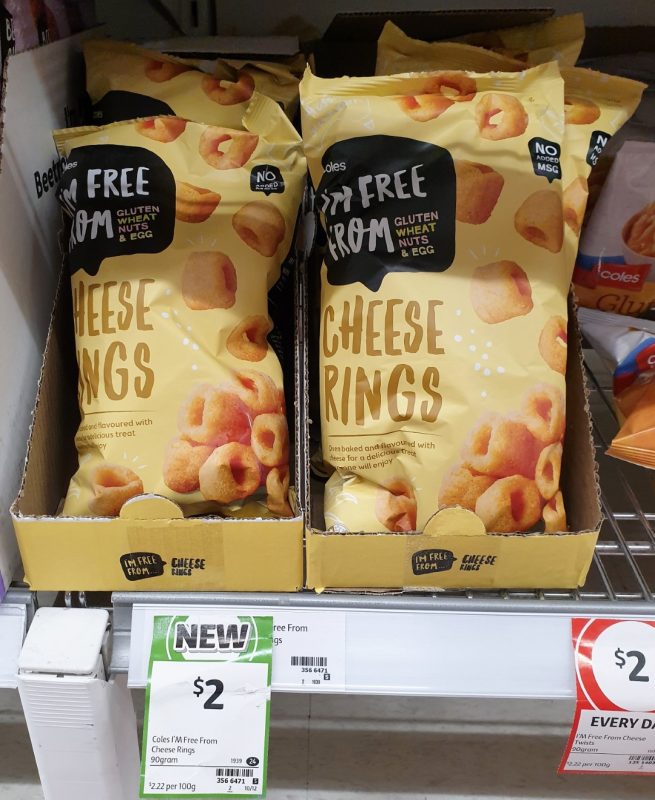 Coles 90g I'm Free From Cheese Rings