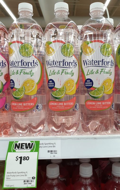 Waterford's 1L Lite & Fruity Sparkling Mineral Water Lemon Lime Bitters