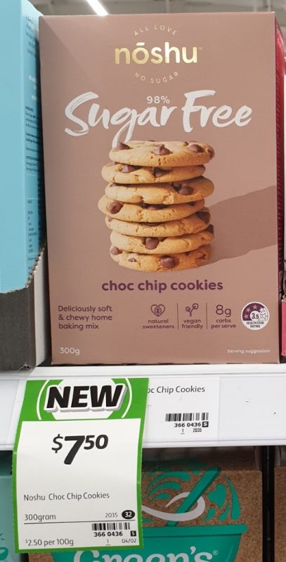 Noshu 300g Choc Chip Cookies 98% Sugar Free