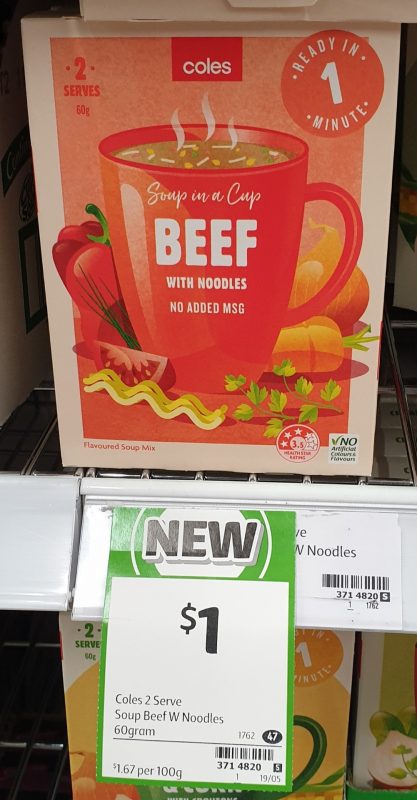 Coles 60g Soup In A Cup Beef With Noodles
