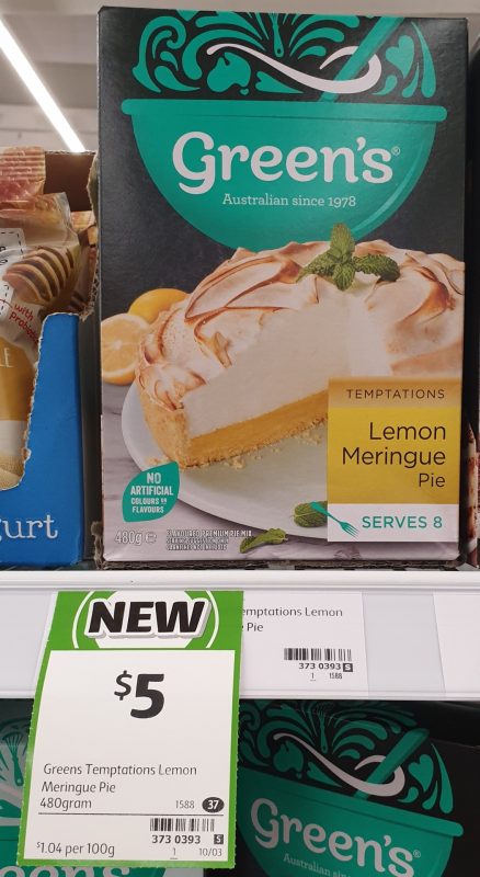 Green's 480g Temptations Lemon Meringue Pie