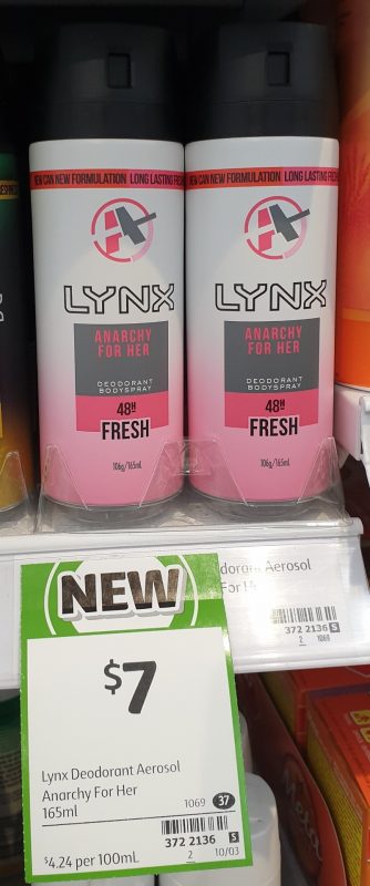 Lynx 165mL Deodorant Bodyspray Fresh Anarchy For Her