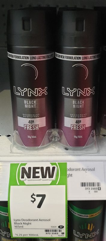 Lynx 165mL Deodorant Bodyspray Fresh Black Night