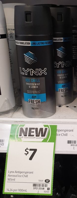 Lynx 165mL Deodorant Bodyspray Fresh Ice Chill