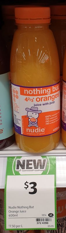 Nudie 400mL Nothing But Juice With Pulp Oranges