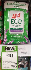 Ajax 110 Pack Wipes Multipurpose Eco Lavender & Rosemary