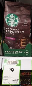 Starbucks 200g Coffee Whole Bean Espresso Roast Dark Roast