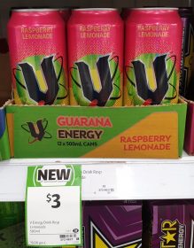 V 500mL Guarana Energy Drink Raspberry Lemonade