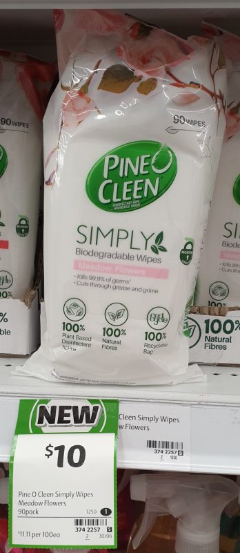 Pine O Cleen 90 Pack Simply Biodegradable Wipes Meadow Flawers