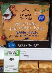 Passage To India 280g 90 Second Veg Curry Bowl Cashew Korma With Basmati Pilaf Rice