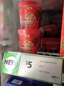 Coles 473mL Christmas Ice Cream Gingerbread With Spiced Biscuits